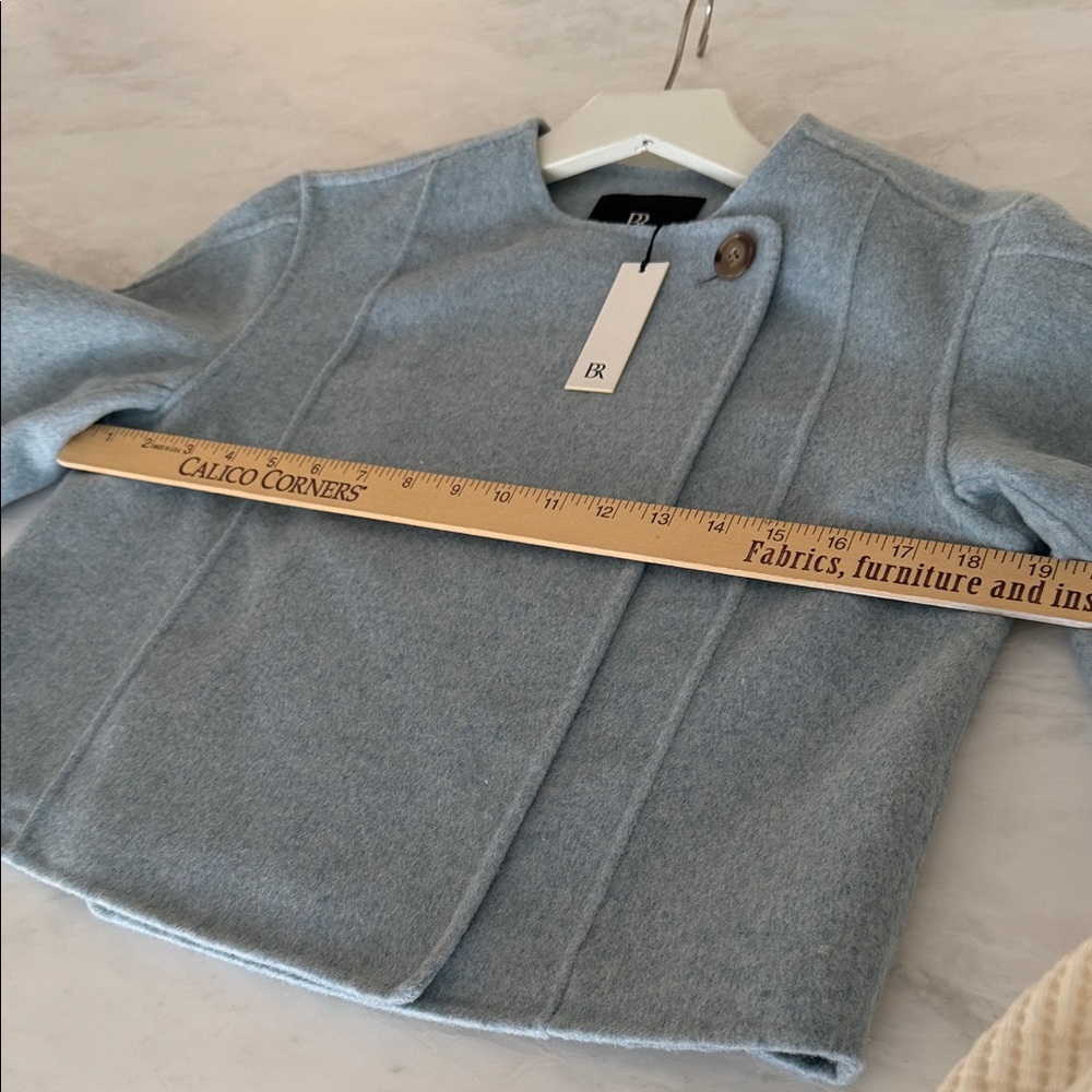 Banana Republic Wool cropped boxy jacket in Sea Glass Heather Blue. NWT fits XS* - Picture 10 of 13